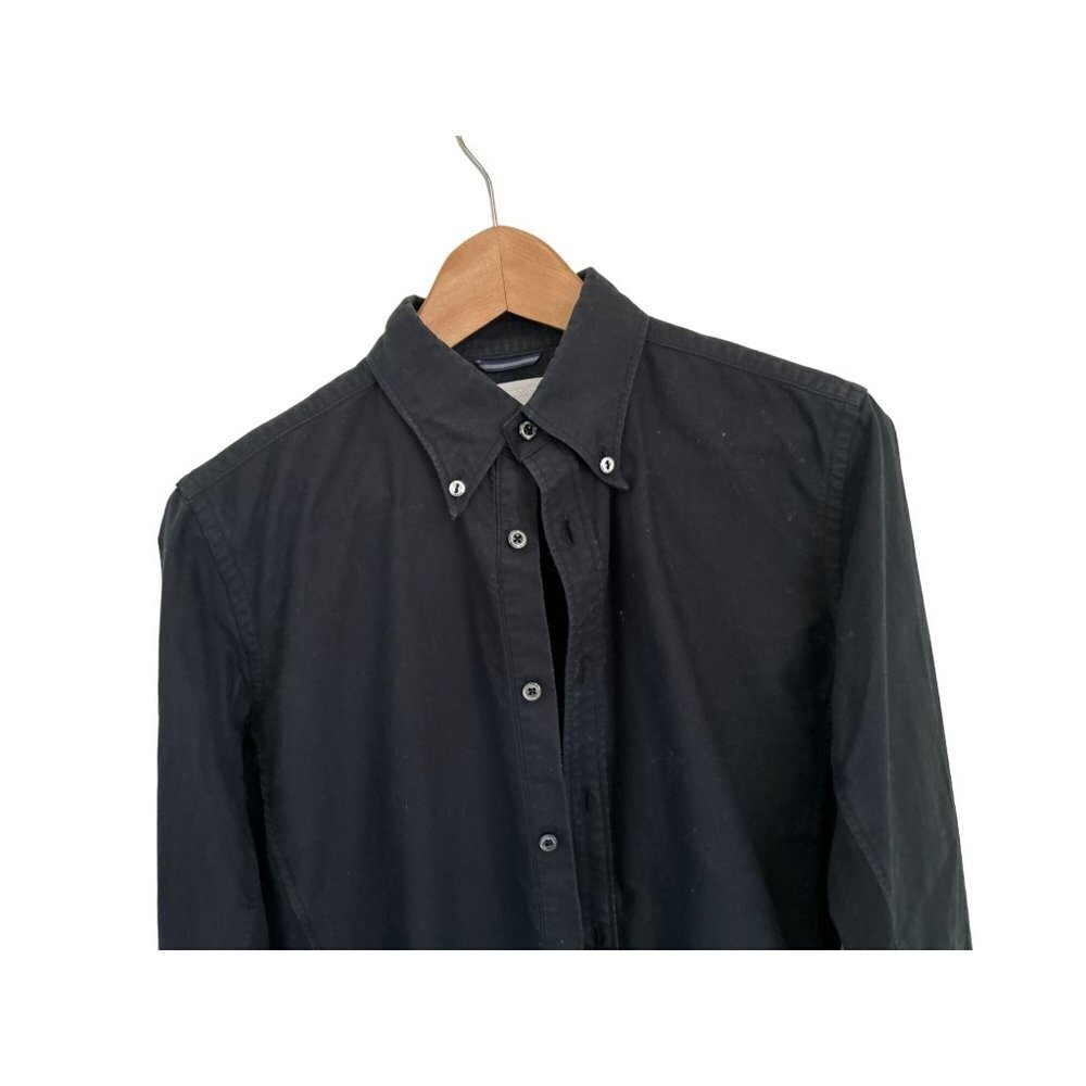 Jun Hashimoto Casual Shirt Cotton Black Ribbed Underarm Inserts Size Small View 2